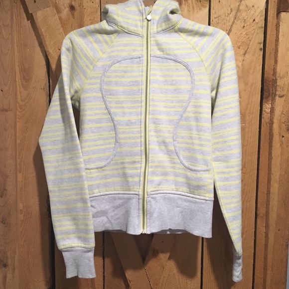 lululemon athletica Sweaters - Lululemon Scuba Hoodie - Grey & Yellow Striped